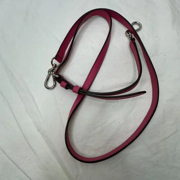 Coach Hot Pink Leather Purse Strap 48 in Adjustable Fuchsia Silver Clip Hardware - Picture 4 of 8
